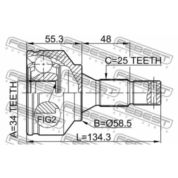 Шарнир приводного вала FEBEST 2510-30720-3