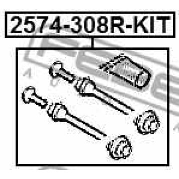 Направляющий болт корпуса скобы тормоза FEBEST 2574-308R-KIT-3