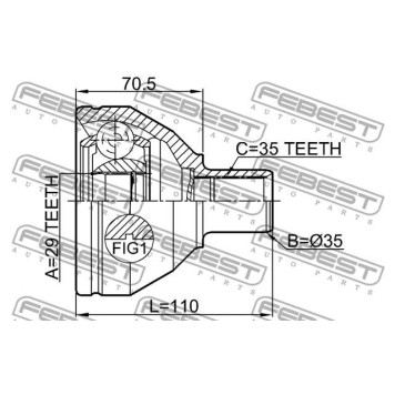 Шрус внутр левый VOLVO S80 2007- <b>FEBEST 2711-XC90LH</b>-1