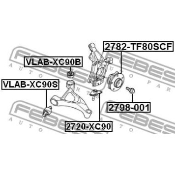 Ступица передняя в сборе подходит для VOLVO XC90 2003-2014 <b>FEBEST 2782-TF80SCF</b>-1