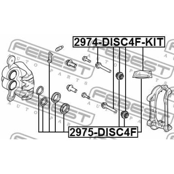Втулка направляющая передн суппорта компл подходит для R. ROVER III/IV <b>FEBEST 2974-DISC4F-KIT</b>-1
