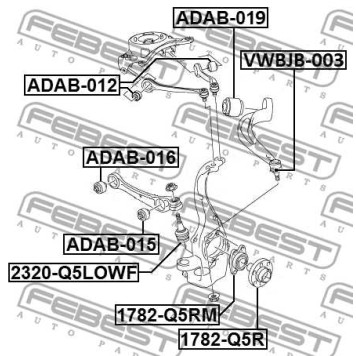Сайлентблок передней тяги (гидравлический) подходит для AUDI Q5 2008-2017 <b>FEBEST ADAB-019</b>-1