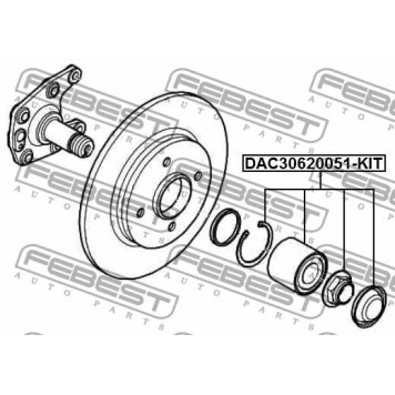 Подшипник ступицы задний CITROEN BERLINGO 2008- <b>FEBEST DAC30620051-KIT</b>-2