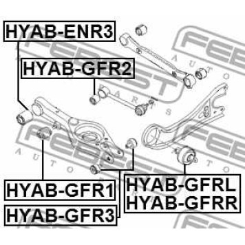 Подвеска рычага независимой подвески колеса FEBEST HYAB-GFR3-3