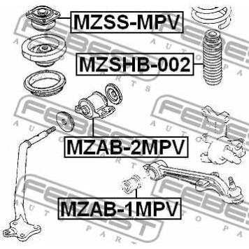 Сайлентблок переднего рычага FEBEST MZAB-1MPV-1