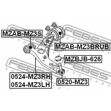 Подвеска рычага независимой подвески колеса FEBEST MZAB-MZ3BRUB-3