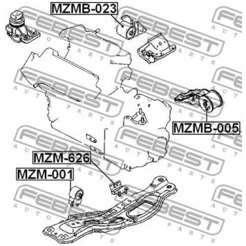 Сайлентблок левой подушки двигателя mt FEBEST MZMB-005-1