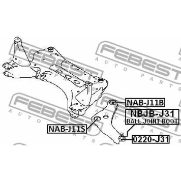 Сайлентблок рычага передний NISSAN QASHQAI UK MAKE J11E 2013- <b>FEBEST NAB-J11S</b>-1