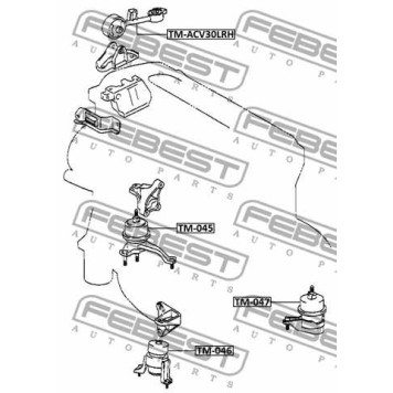 Подушка двигателя правая подходит для TOYOTA CAMRY (NAP) ACV30,MCV3# 2001.07-2006.02 [US] <b>FEBEST TM-ACV30LRH</b>-2