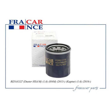 Фильтр масляный RENAULT (Duster 1.6 2015- Fluence 2,0 Koleos 2.5 08-) NISSAN (X-Trail II (T31) 2.5) LADA ( X-RAY 1.6 K4M) <b>FRANCECAR FCR211118</b>-1