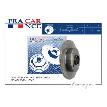 Диск тормозной задний (249x9)CITROEN (C4, DS4) PEUGEOT (308, 408) <b>FRANCECAR FCR220503</b>-1