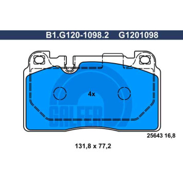 Колодки тормозные дисковые комплект 4 шт audi q5 2. 0tfsi3. 0tfsi2. 0tdi3. 0tdi 08 <b>GALFER B1G12010982</b>
