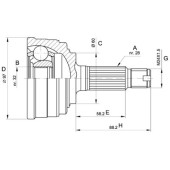 Шрус HONDA ACCORD 1.6/1.8 86-96 <b>H.D.K. HO-22</b>