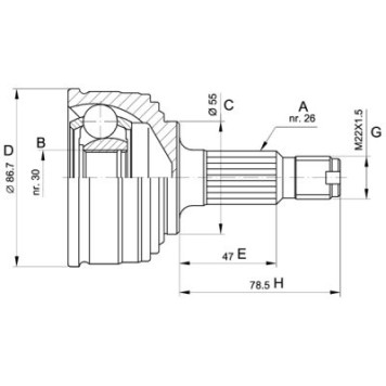 -_=GHO3030K=607-255=HO043-OKG [44011SR3030] !шрус наружн. Honda Civic EG 1.3-16 91-95 <b>H.D.K. HO-24</b>