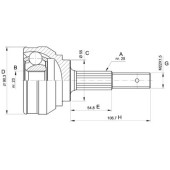 Шрус NISSAN ALMERA N15 V=1.6,2.0D 95-00 без абс <b>H.D.K. NI-17</b>