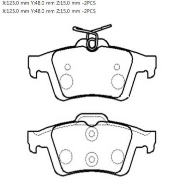 Колодки тормозные дисковые задн FORD: C-MAX 07-, FOCUS C-MAX 03-07, FOCUS II 04-, FOCUS II Turnier 04-, FOCUS II кабрио 06-, FOCUS II седан 05-, TOURNEO CONNECT 02-, TRANSIT CON <b>HSB HP8225</b>-1
