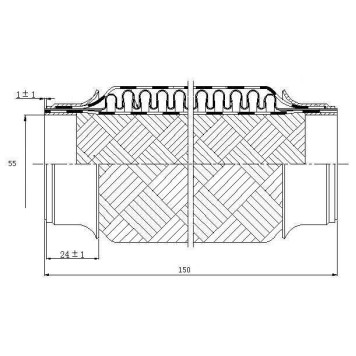 Гофра глушителя (виброкомпенсатор) 55х150мм трехслойная Innerbraid JD JPP0009