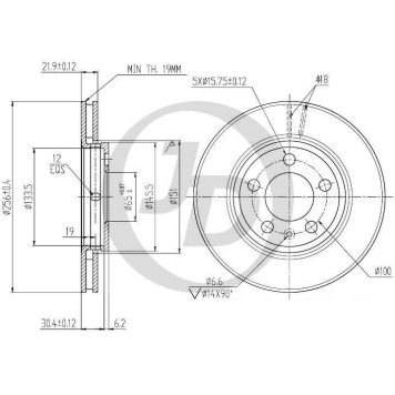 Диск тормозной передний DF2803 (256x22) 5 отв <b>JUST DRIVE JBD0022</b>