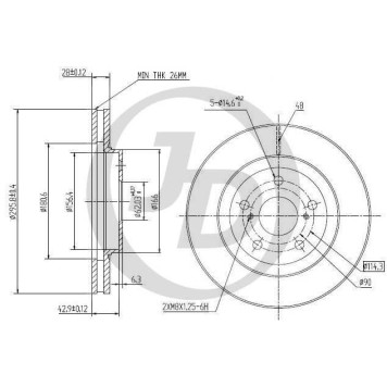 Диск тормозной передний DF4204 (296x28) 5 отв <b>JUST DRIVE JBD0027</b>