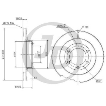 Диск тормозной передний DF4494 (338x28) 6 отв <b>JUST DRIVE JBD0028</b>