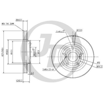 Диск тормозной передний DF1431 (275x28) 5 отв <b>JUST DRIVE JBD0031</b>
