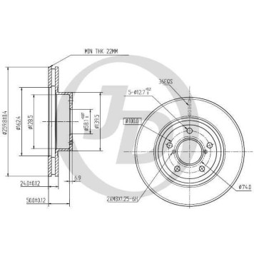 Диск тормозной передний DF3091 (260x24) 5 отв <b>JUST DRIVE JBD0060</b>
