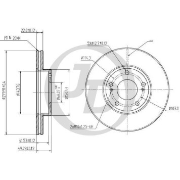 Диск тормозной передний DF2574 (280x22) 5 отв <b>JUST DRIVE JBD0061</b>