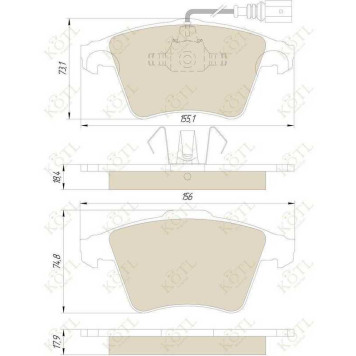 Колодки тормозные VOLKSWAGEN TOUAREG R16 03> передние <b>KOTL 1651KT</b>-2