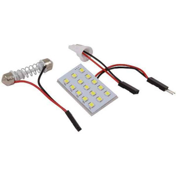 Панель светодиодная освещения салона 15 SMD 2835 (3х5шт) белая, 2 переходника 12V KS