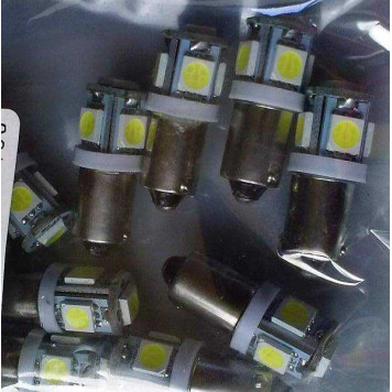Лампа (LS25) светодиодная T8,5-SMD5 (BA9s) 5 SMD5050, белая 12V-1