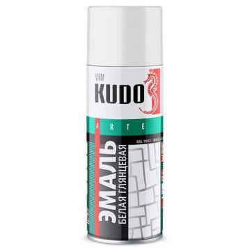 Краска-спрей белая глянцевая KUDO KU-1001(520мл) универсальная