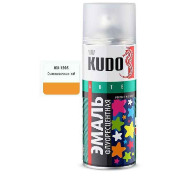 Краска аэрозольная оранжево-желтая флуоресцентная (520мл) <b>KUDO KU-1205</b>