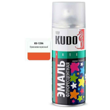 Краска аэрозольная оранжево-красная флуоресцентная (520мл) <b>KUDO KU-1206</b>