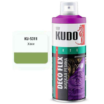 Краска аэрозольная ЖИДКАЯ РЕЗИНА хаки (520мл) <b>DECO FLEX KUDO KU-5311</b>