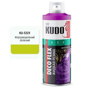 Краска аэрозольная ЖИДКАЯ РЕЗИНА зеленая флуоресцентная (520мл) <b>DECO FLEX KUDO KU-5321</b>