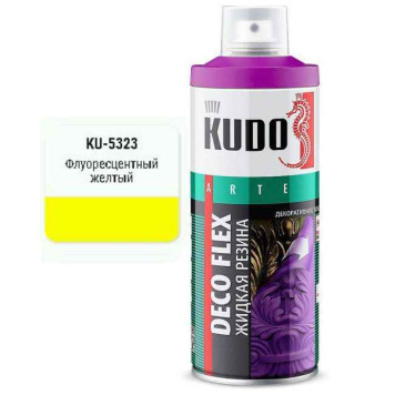 Краска аэрозольная ЖИДКАЯ РЕЗИНА желтая флуоресцентная (520мл) <b>DECO FLEX KUDO KU-5323</b>