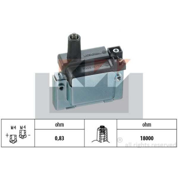 Катушка зажиг. Honda Accord 2.2i/2.3i/Civic 1.6i/1.8i 91-/Rover 4/6 1.6i-2.3i 93- <b>KW 470214</b>