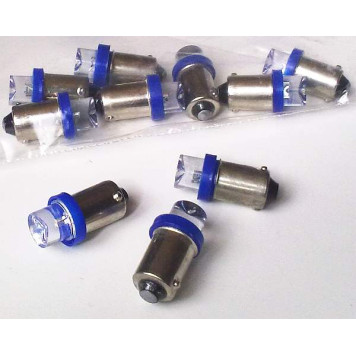 Лампа (LS21) светодиодная T8,5 (BA9s) 1 диод, синяя, вогнутый конус 12V А12/4