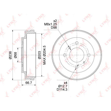 Барабан тормозной (203x43,5) <b>LYNXAUTO BM-1115</b>