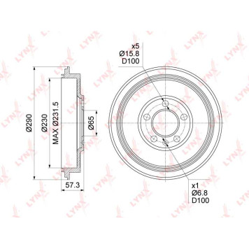 Барабан тормозной (230x39) <b>LYNXAUTO BM-1156</b>