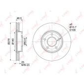 Диск тормозной передний (278x25) FORD Focus II 1.4-2.0D 04-12 / C-Max 1.6-2.0D 03-10, VOLVO C30 1.6-2.5 06-12 / S40 II 1.6-2.5 04-12 <b>LYNXAUTO BN-1024</b>