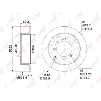 Диск тормозной задний (262x10) подходит для MITSUBISHI Lancer(CS) 1.6-2.4 03> / Galant V-VI 1.8-2.5 92-04 / Space Runner 1.8-2.0D 91-99 / Space Wagon 1.8-2.4 91-98 <b>LYNXAUTO BN-1048</b>