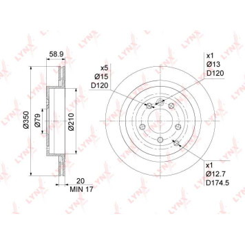 Диск тормозной задний (350x20) подходит для LAND ROVER Discovery IV 3.0-5.0 09> / Range Rover III 4.3-5.0 05-12 / Range Rover Sport(LS) 2.7D-5.0 05-13 <b>LYNXAUTO BN-1064</b>-1