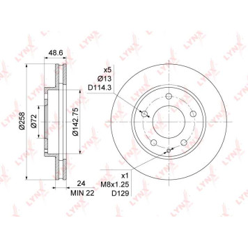 Диск тормозной передний (258x24) подходит для MAZDA 626(GE/F) 1.6-2.5 92-02 / Premacy(CP) 1.9-2.0D 99-05 / Xedos 6 1.6-2.0 92-99 <b>LYNXAUTO BN-1068</b>-1