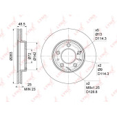 Диск тормозной передний (283x25) подходит для MAZDA 6(GG/Y) 2.0-2.3 02-07 <b>LYNXAUTO BN-1072</b>