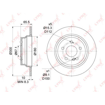 Диск тормозной задний (300x10) подходит для MB E200D-350(W211/2) 02> / CLS220D-250D(C218) 14> <b>LYNXAUTO BN-1076</b>-1
