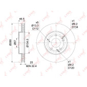 Диск тормозной передний (288x25) подходит для MB C200K-280(W202/3) 95-07 / E200-320(W210) 95-03 <b>LYNXAUTO BN-1081</b>