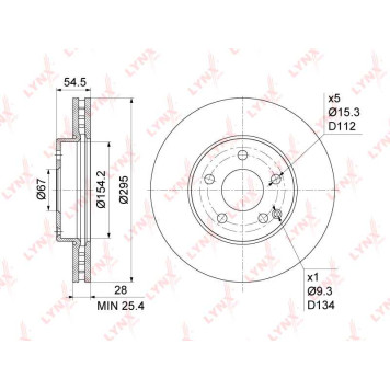 Диск тормозной передний (295x28) подходит для MB E200K-320D(W211) 02-08 <b>LYNXAUTO BN-1082</b>-1