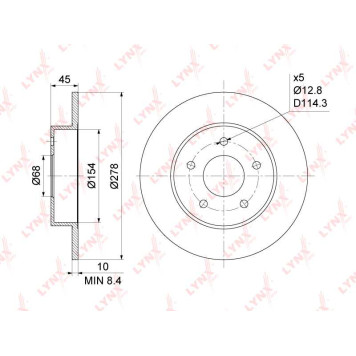 Диск тормозной задний (278x10) подходит для NISSAN Primera(P12) 1.6-2.5 02> / Almera Tino 1.8-2.2D 00> <b>LYNXAUTO BN-1101</b>