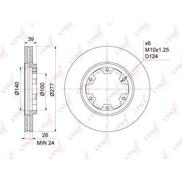 Диск тормозной передний (277x26) подходит для NISSAN Pathfinder(R50) 2.4-3.2D 97-04 / Pick Up(D22) 2.4-3.2D 97> / Terrano I-II 2.4-3.3 >02, FORD Maverick 2.4-2.7D 93-98 <b>LYNXAUTO BN-1107</b>-1